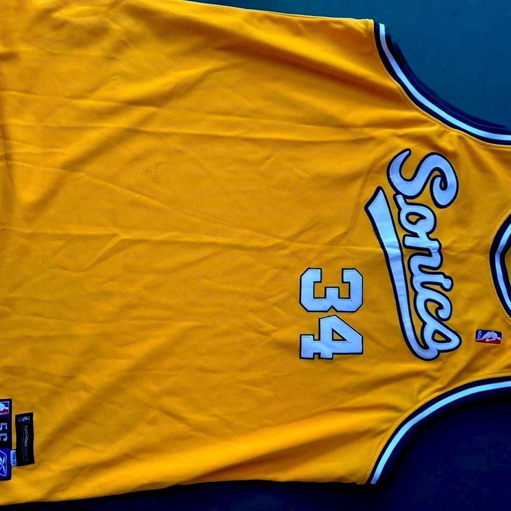 Reebok Yellow Ray Allen Throwback Seattle SuperSonics Jersey
